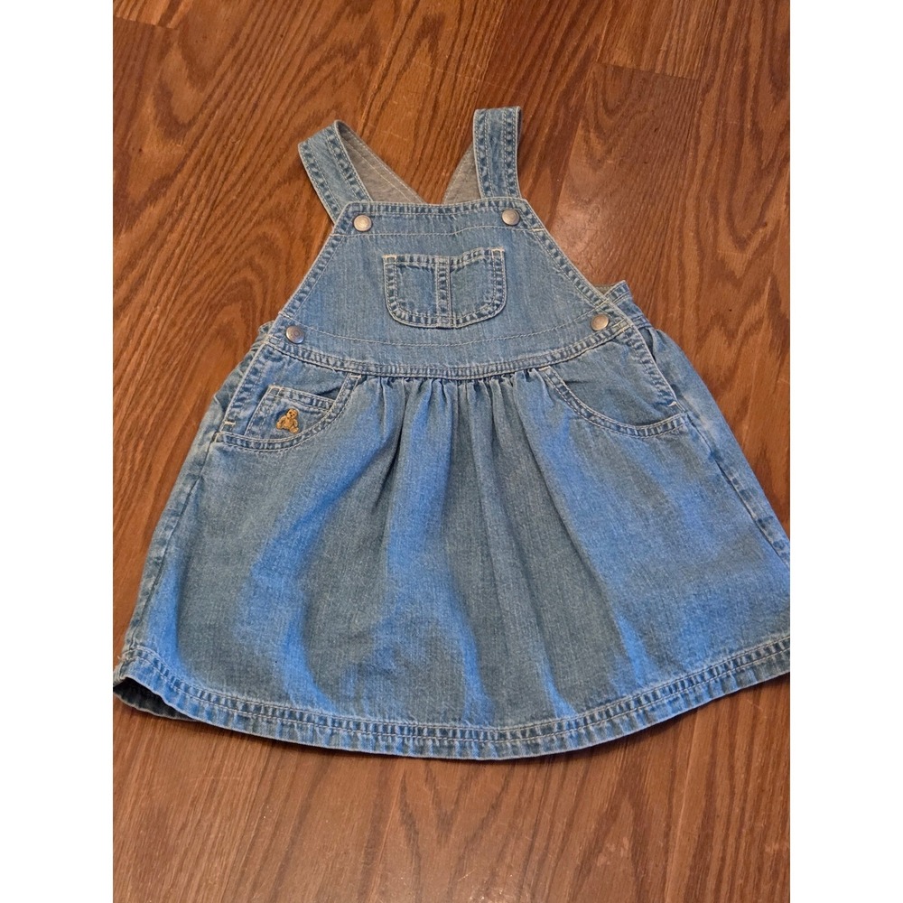 Baby GAP Denim Jumper Dress Blue Overall Skirt Jersey Lined 12-18 Months